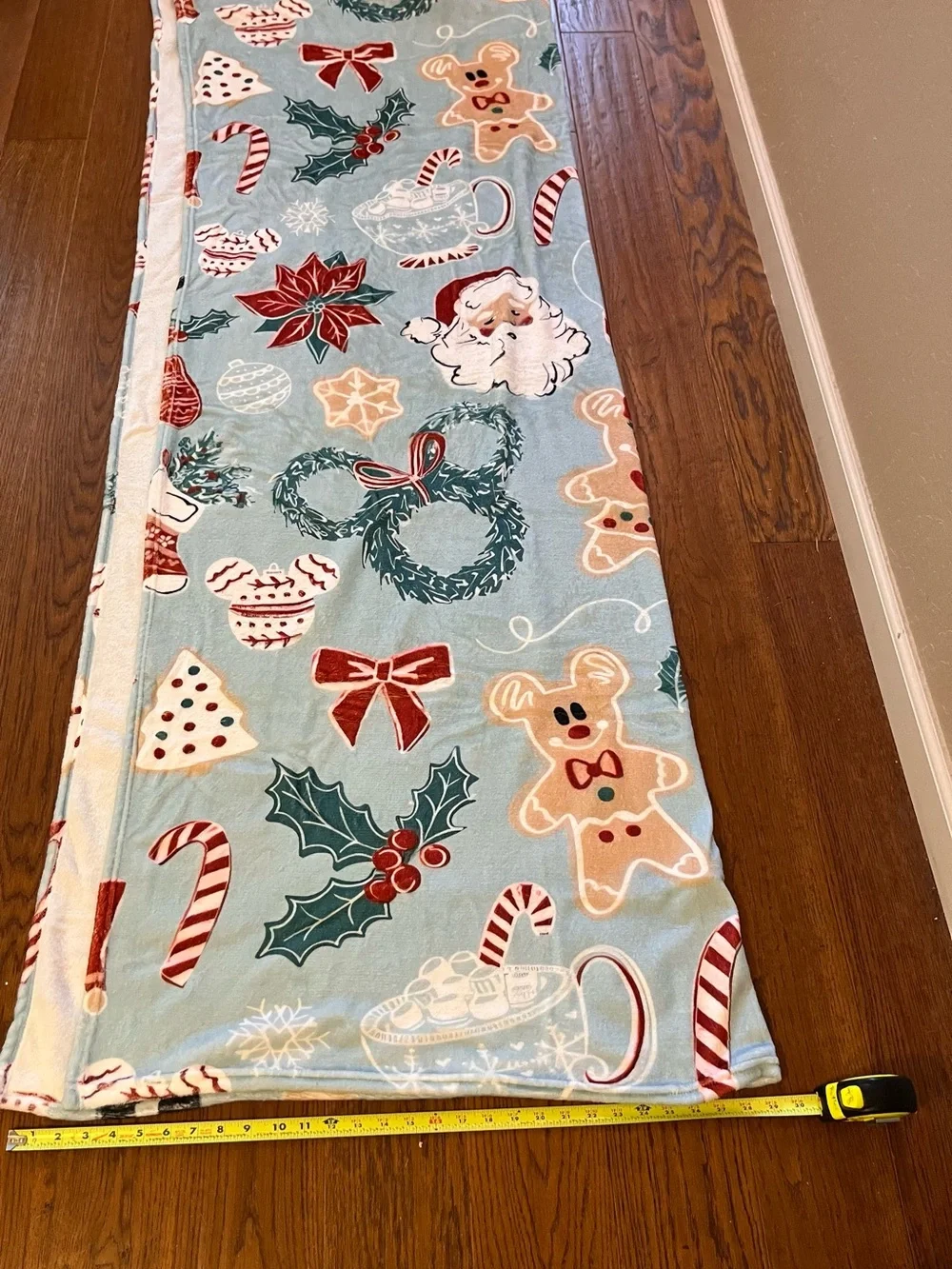 Super Soft Light‎ Blue, Red & Green Holiday Motif Throw